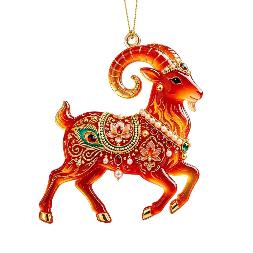 Rhinestone Goat Hanging Ornament – Acrylic Festive Pendant Christmas Ornament Richie's 2