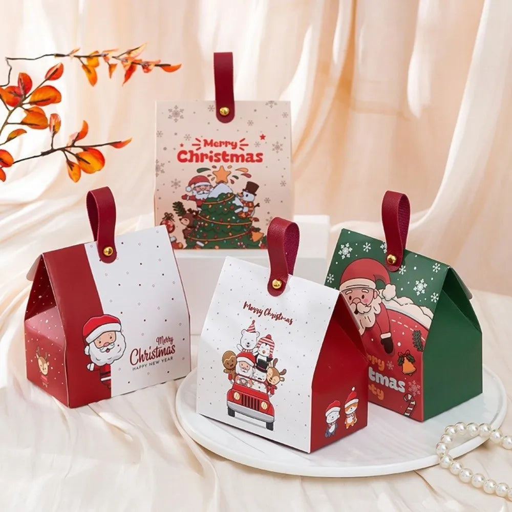 5-Pack Christmas Gift Boxes with Leather Handles – Kraft Paper Christmas Gift Box Richie's