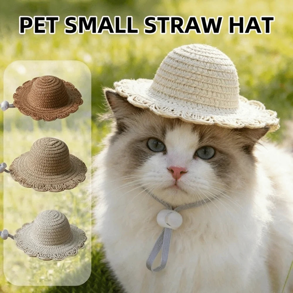 Mini Straw Sun Hat for Cats & Small Dogs | Breathable Pet Hat Pet Sun Hat Richie's