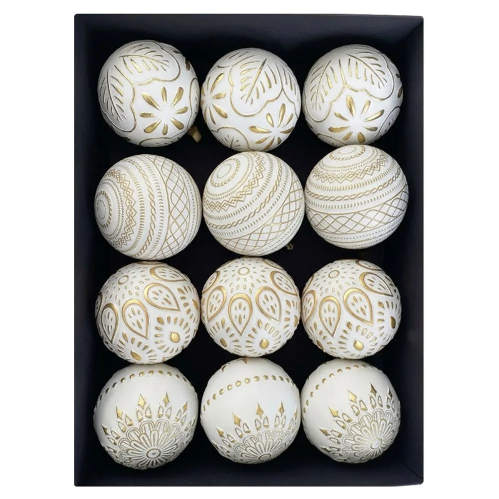 12 Antique-Style Christmas Ball Ornaments – Classic 8cm Baubles Christmas Tree Ornaments Richie's 1 8cm