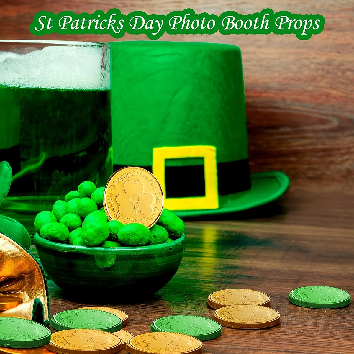 30pcs Shamrock Coins – St. Patrick's Day Gold & Green Décor Holiday Party Décor Richie's