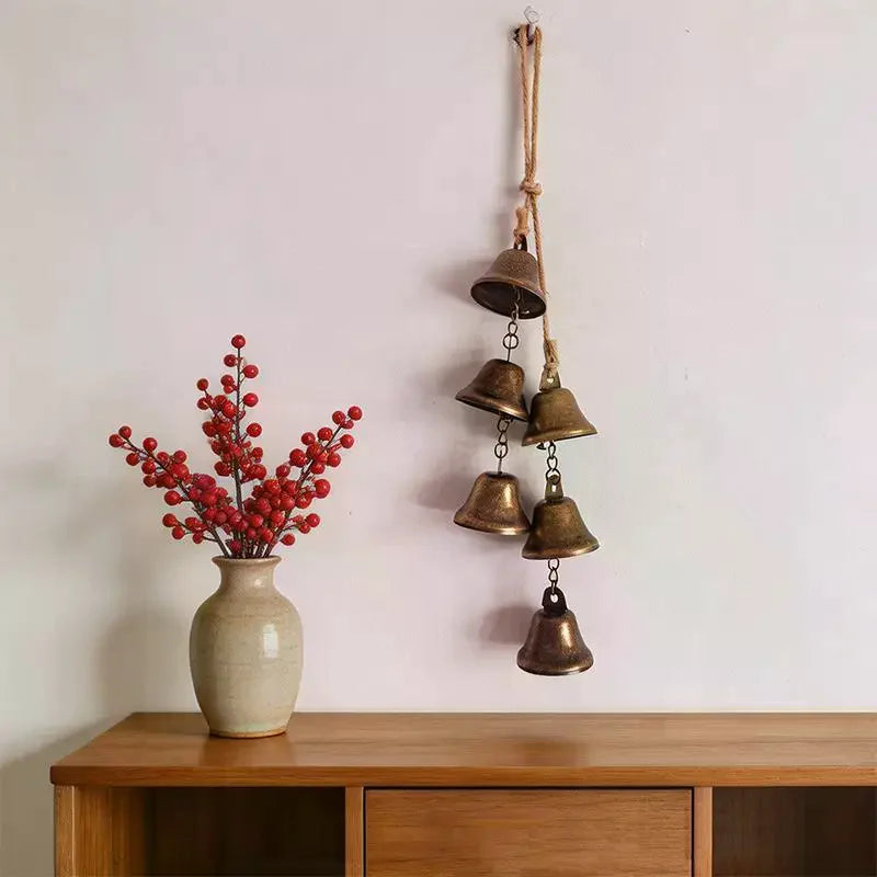 Vintage Brass Hanging Bells Rustic Wind Chime Wall Decor Hanging Bell Decor Richie's