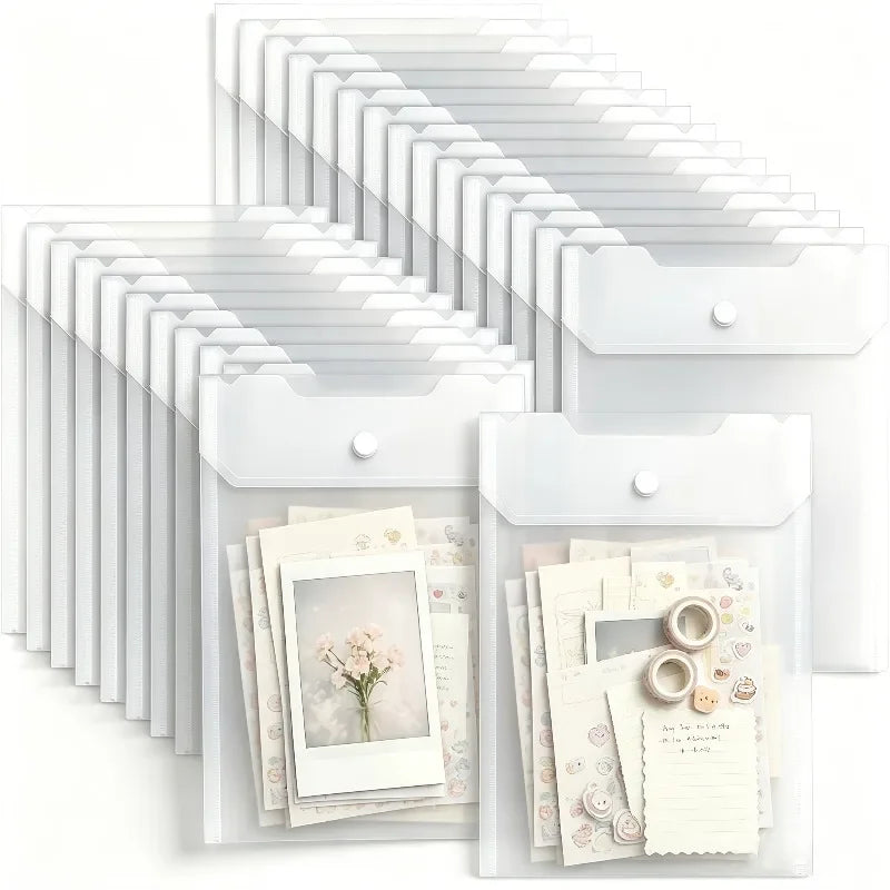 24-Pack Plastic Snap Closure Envelopes – Organizer Pouches Storage Pouches Richie's