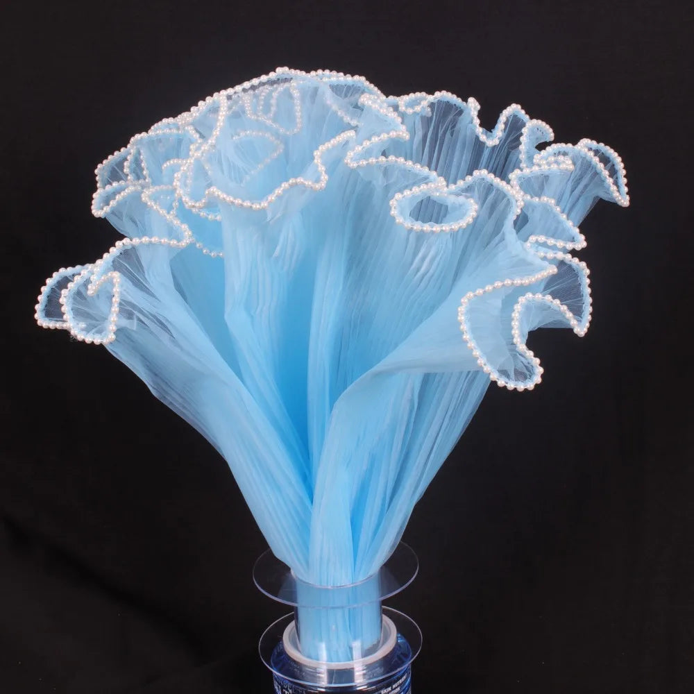 Pearl Wave Lace Mesh Flower Bouquet Wrapping 28cm x 4 Yards Florist Wrapping Mesh Richie's Blue one size