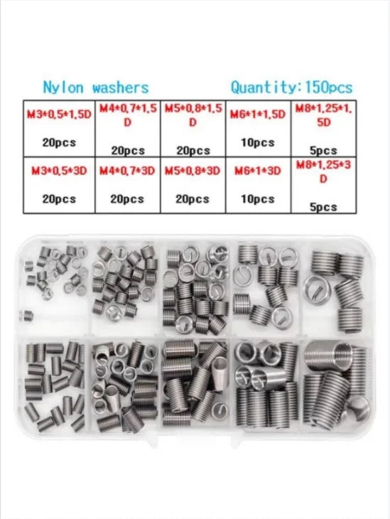 Stainless Steel Thread Repair Insert Set M3–M12 | 60–300 Pcs Thread Repair Insert Set Richie's 150pcs-box-10