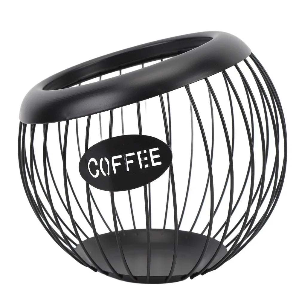 Metal Wire Coffee Pod Holder Basket – Gold/Black, 100+ Pods Coffee Pod Organizer Richie's Black