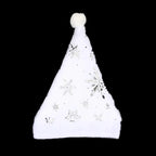 White Plush Santa Hat Gold Silver Sequin Snowflake Christmas Cap Christmas Santa Hat Richie's Silver Snowflakes One Size