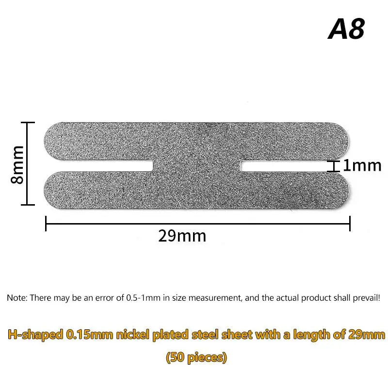 50Pcs T-Shape Nickel Tabs 18650 Battery Spot Welding 0.15mm Battery Welding Tabs Richie's H-shape 50pcs