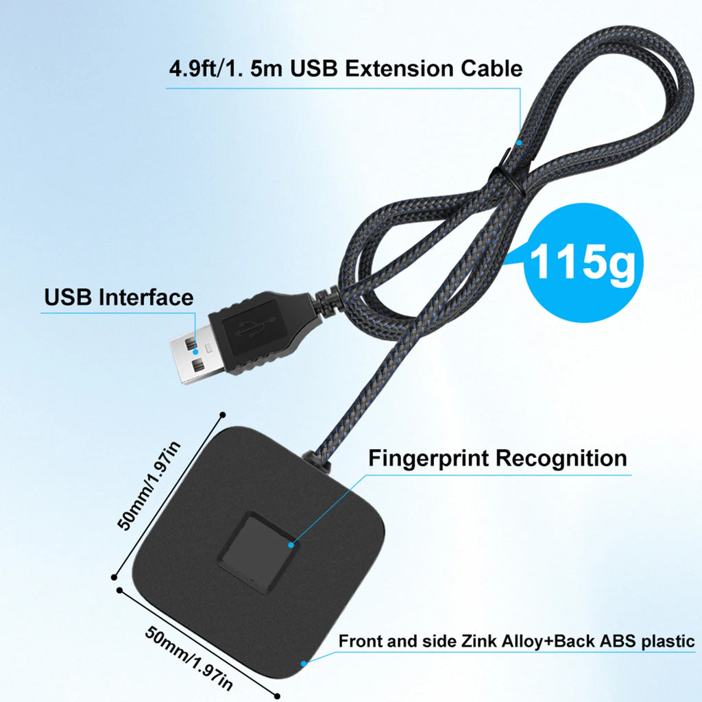 USB Fingerprint Reader 5ft Cable – Windows Hello 10/11 USB Fingerprint Scanner Richie's