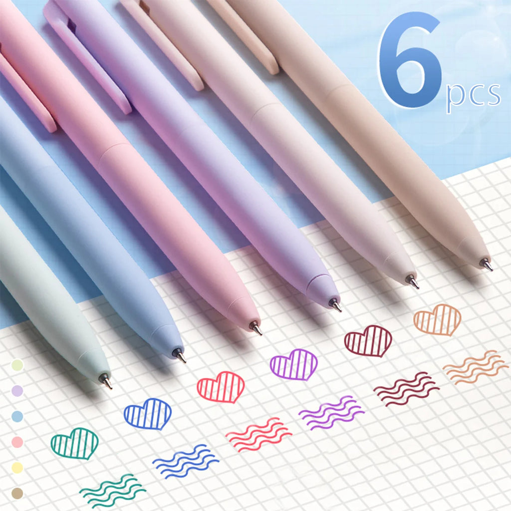 6-Pack Morandi Pastel Retractable Gel Pens – 0.5mm Fine Point Gel Pens Set Richie's