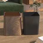 Small Desk Trash Can with Lid – Retro Wood Grain Dustbin Desktop Trash Can Richie's