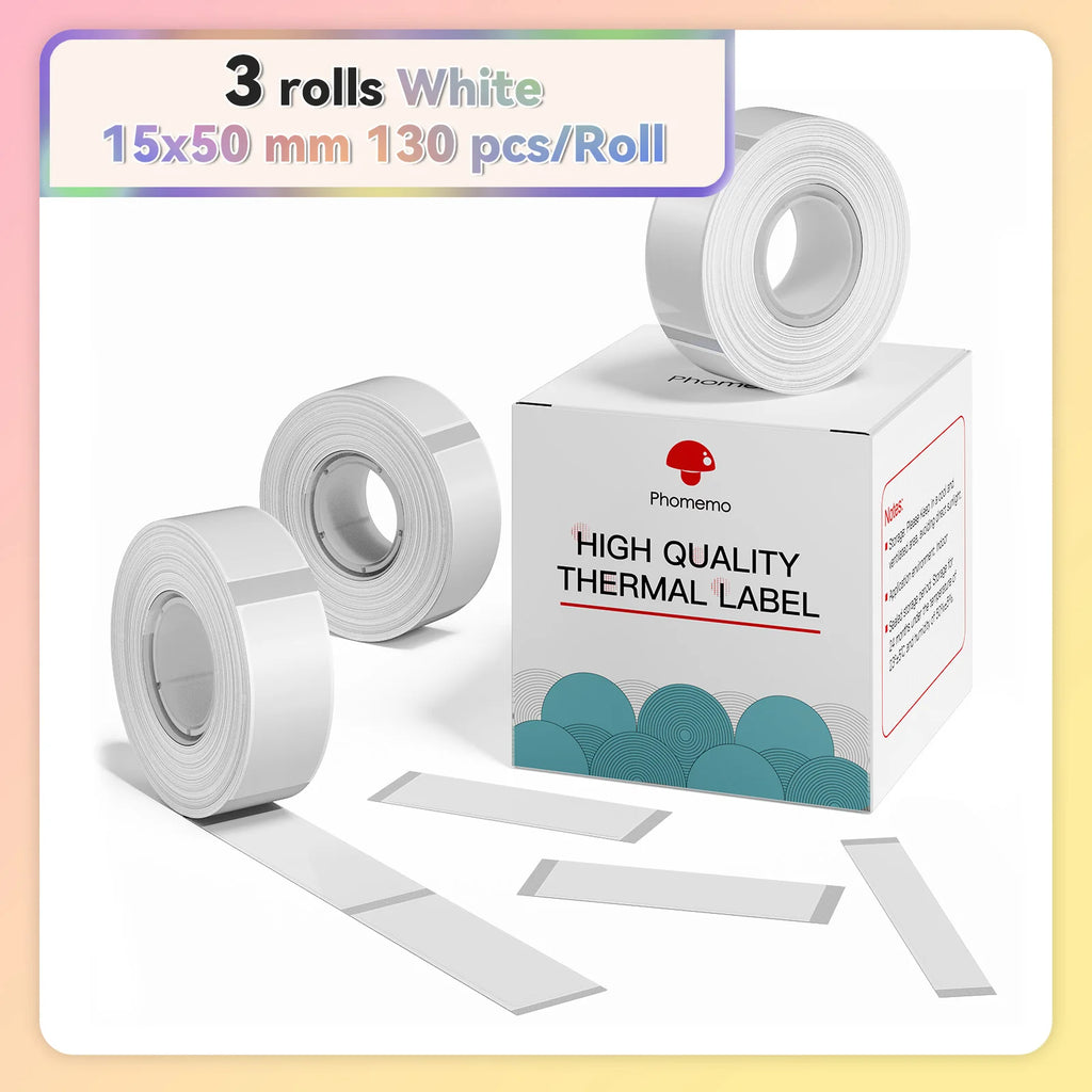 Phomemo Q30 White Waterproof Thermal Labels – 3 Rolls Thermal Label Rolls Richie's 15x50mm Sticker China Mainland