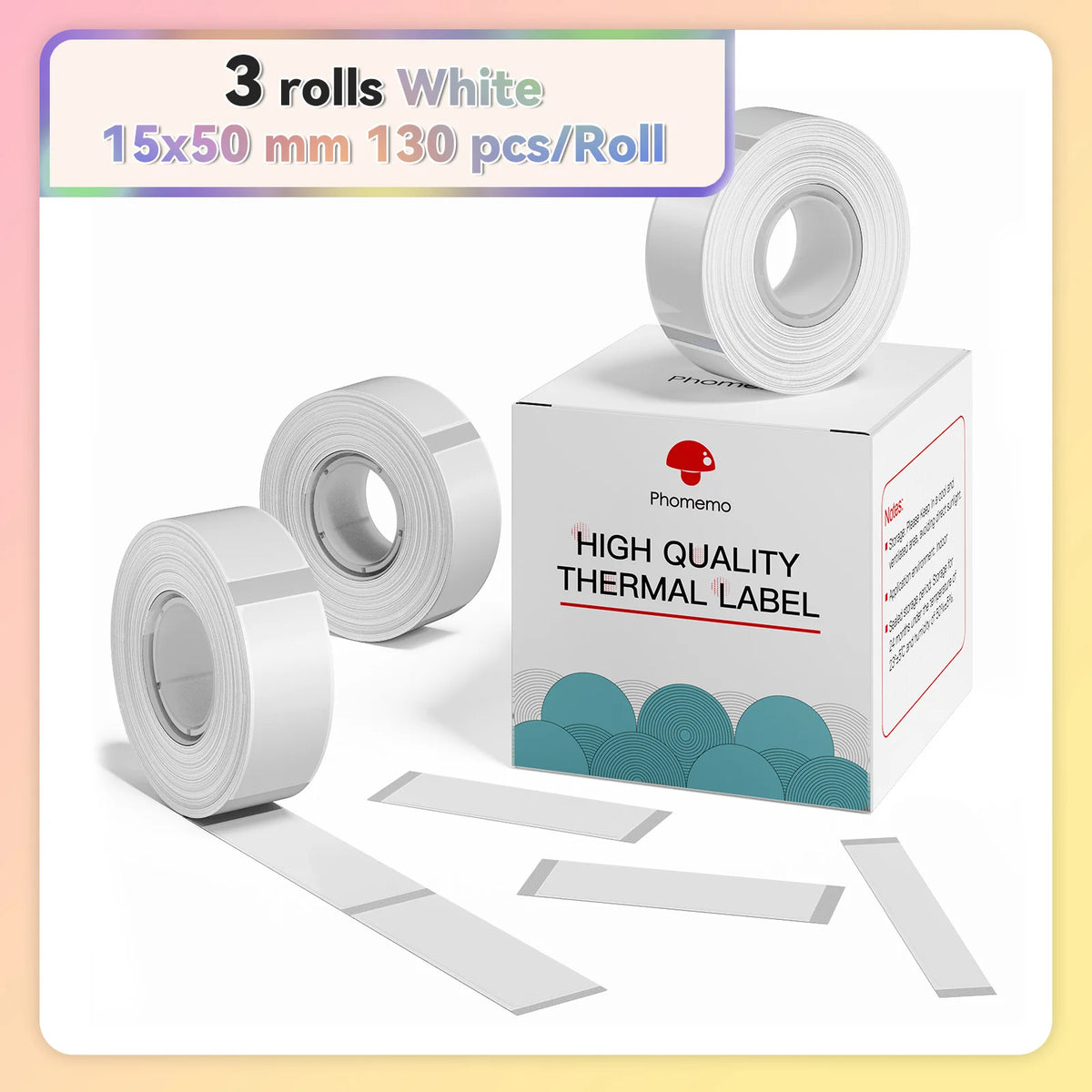 Phomemo Q30 White Waterproof Thermal Labels – 3 Rolls Thermal Label Rolls Richie's 15x50mm Sticker China Mainland