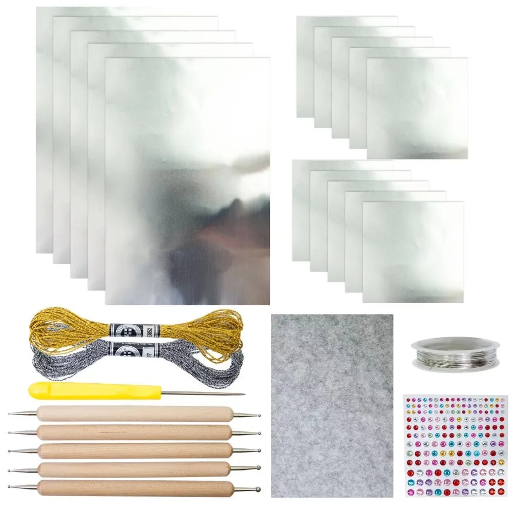 DIY Foil Paper Craft Kit – Gold & Silver Embossing Set Foil Craft Kit Richie's Silver