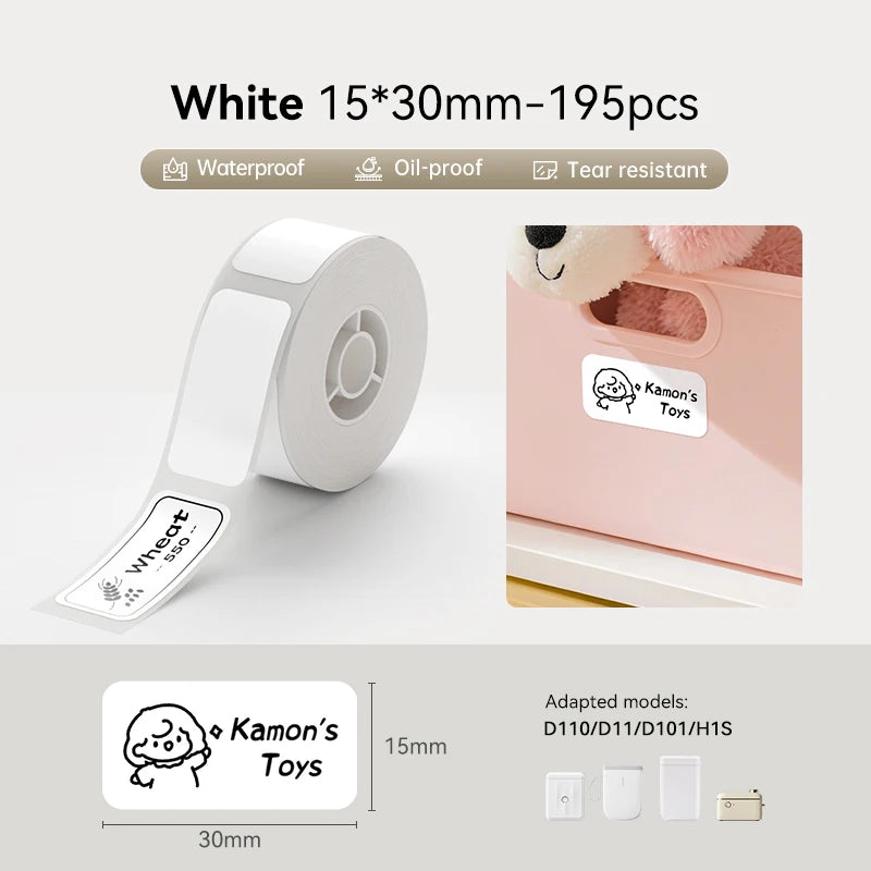 Niimbot D11/D110/D101 Thermal Label Paper – Waterproof Anti-Oil Thermal Label Tape Richie's White 1530