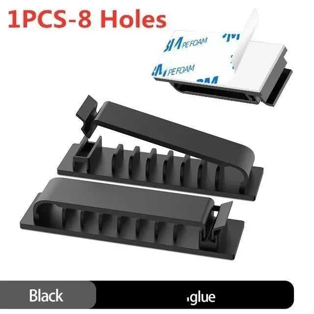 Self-Adhesive Cable Organizer Clips – Wire Cord Manager Cable Organizer Clips Richie's 8 Holes-Black