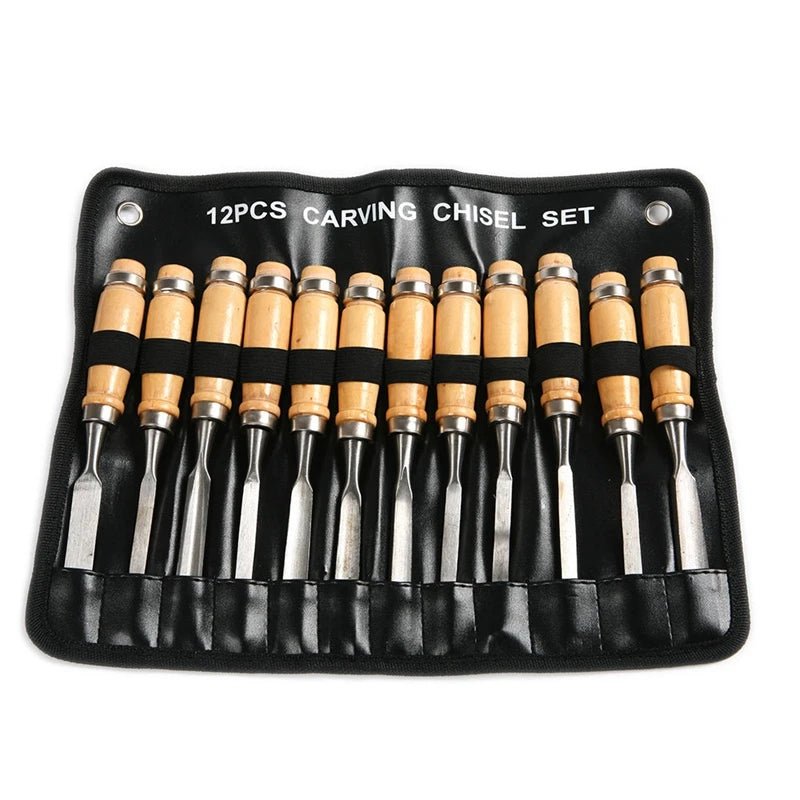 12-Piece Wood Carving Chisel Set – Professional Woodworking Gouges Wood Carving Chisel Set Richie's Flat Chisel