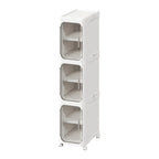 Foldable Narrow Storage Cabinet with Wheels – Slim Crevice Rack Narrow Storage Cabinet Richie's White Three layer