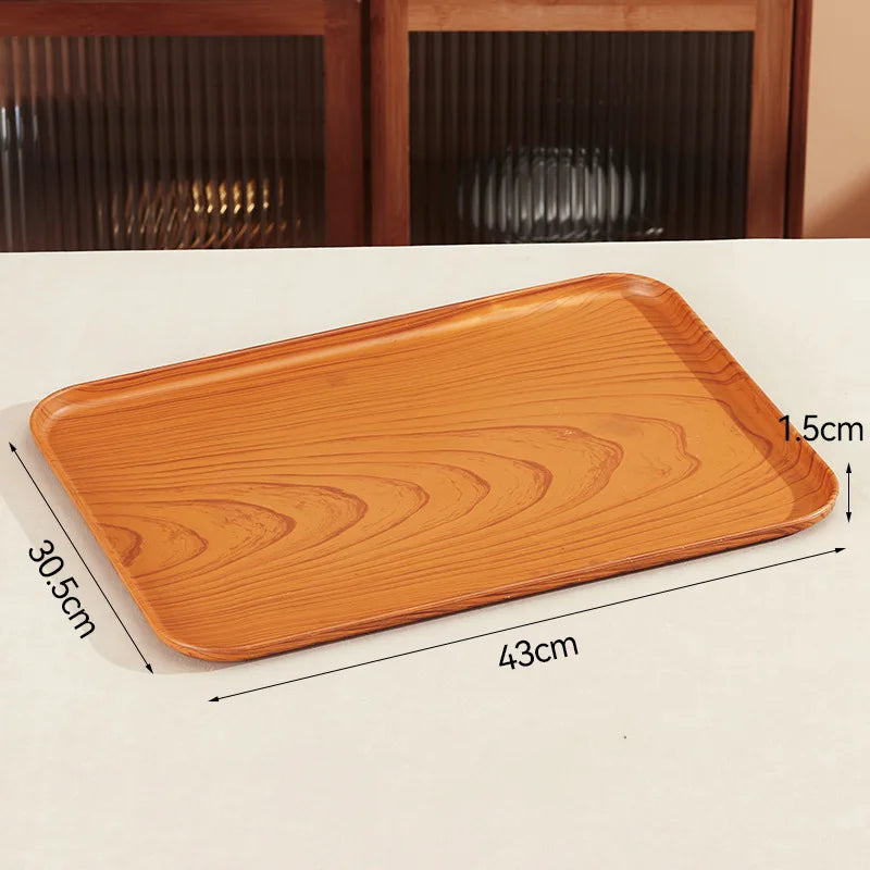 Wood Grain PP Plastic Serving Tray – Tea, Coffee & Food Serving Tray Richie's 43x30.5x1.5cm