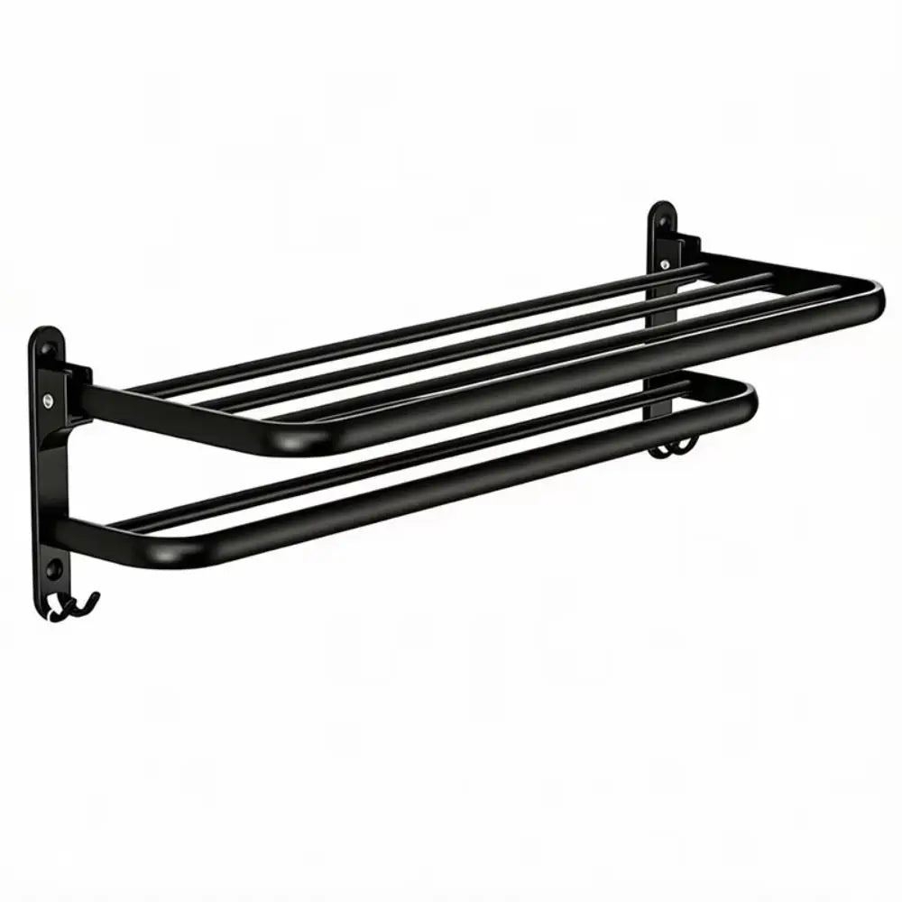 Foldable Aluminum Towel Rack Wall Mount Matte Black Rustproof Wall Towel Rack Richie's