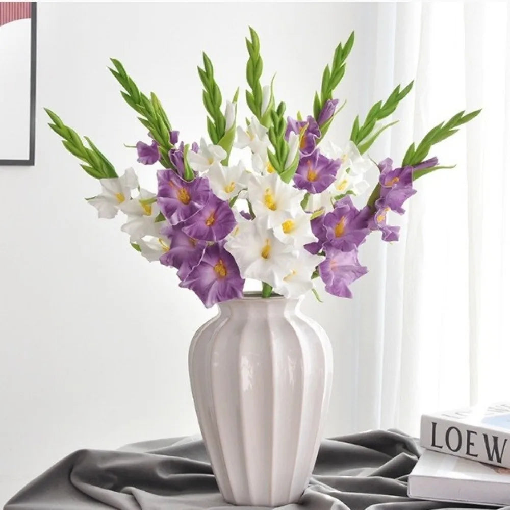 Purple White Artificial Gladiolus Branch – PU Fake Flower Stem Artificial Flower Stem Richie's
