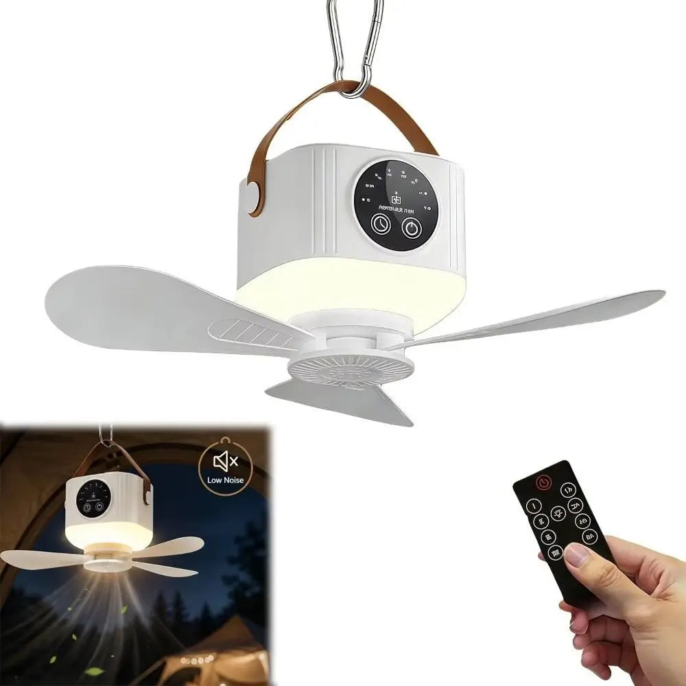 USB Rechargeable Hanging Ceiling Fan – Remote & LED Light Portable Ceiling Fan Richie's