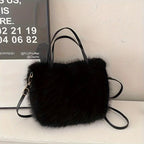 Women's Faux Fur Crossbody Bag – Detachable Strap & Buckle Faux Fur Crossbody Bag Richie's