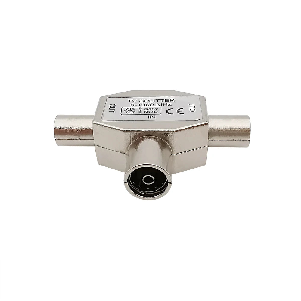 Metal 2-Way TV Coaxial Antenna Splitter – Female to 2x Male Tee Coaxial Splitter Adapter Richie's
