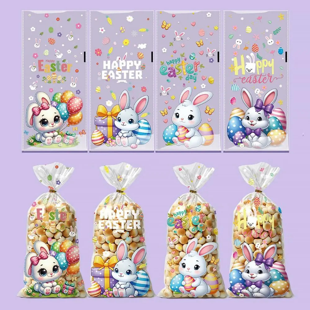 50PCS Easter Gift Bags – Multicolor Rabbit Candy & Cookie Pouches Easter Party Bags Richie's