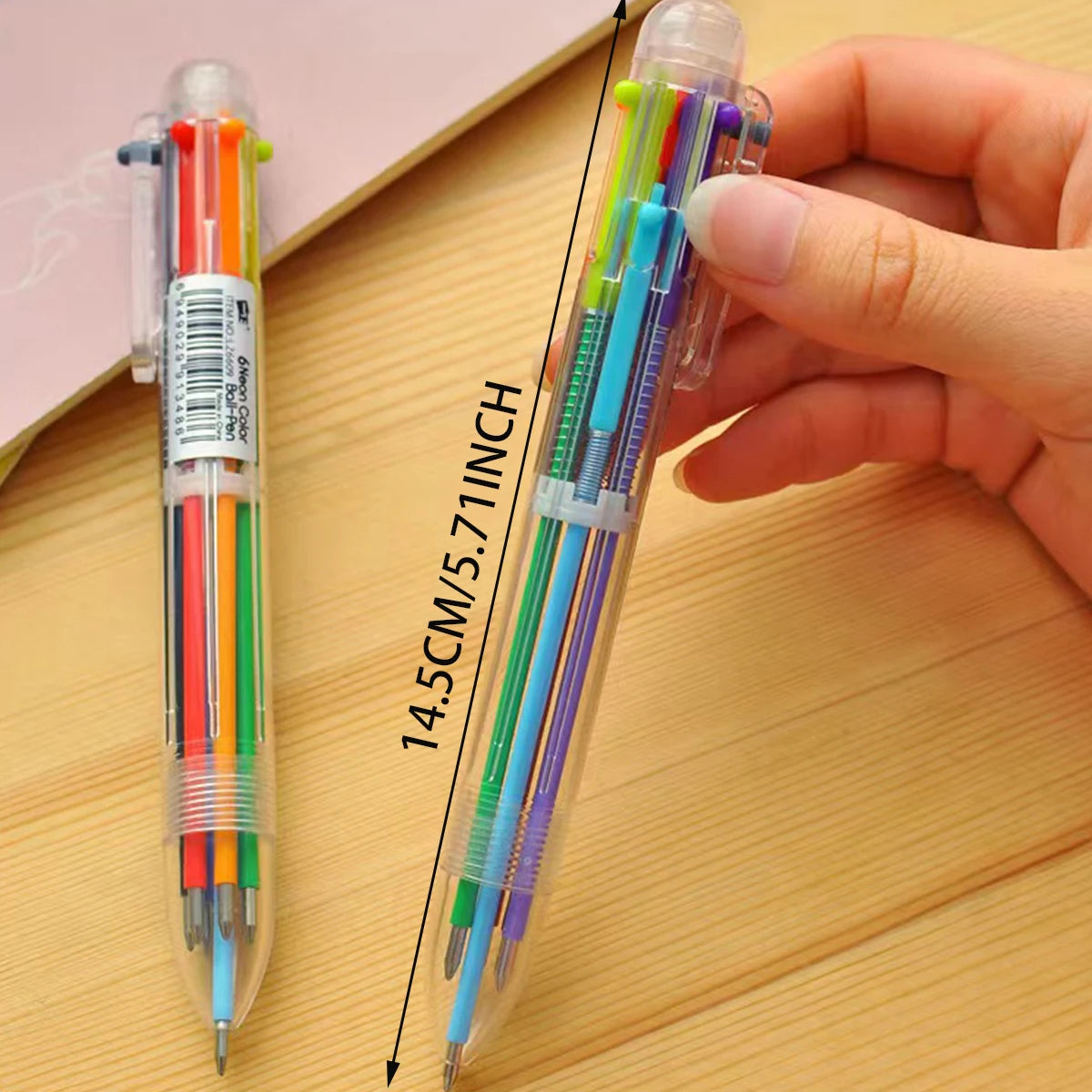 4-Pack Six-Color Transparent Ballpoint Pens – School Supplies Ballpoint Pen Set Richie's