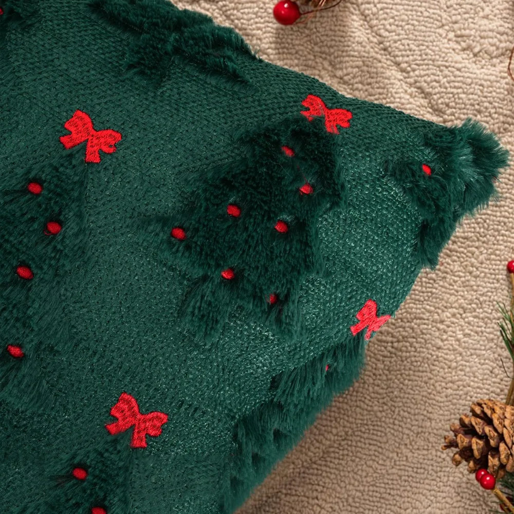 Christmas Tree Embroidered Cushion Cover – Festive Pillow Case Decorative Pillow Cover Richie's