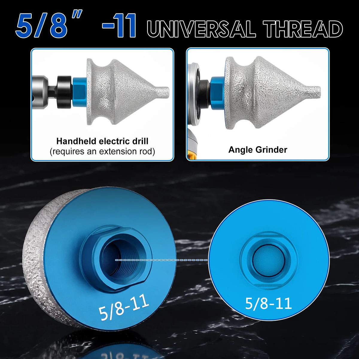 Diamond Chamfer Bit 4-in-1 Vacuum Brazed 5/8-11 for Angle Grinder Diamond Chamfer Bit Richie's