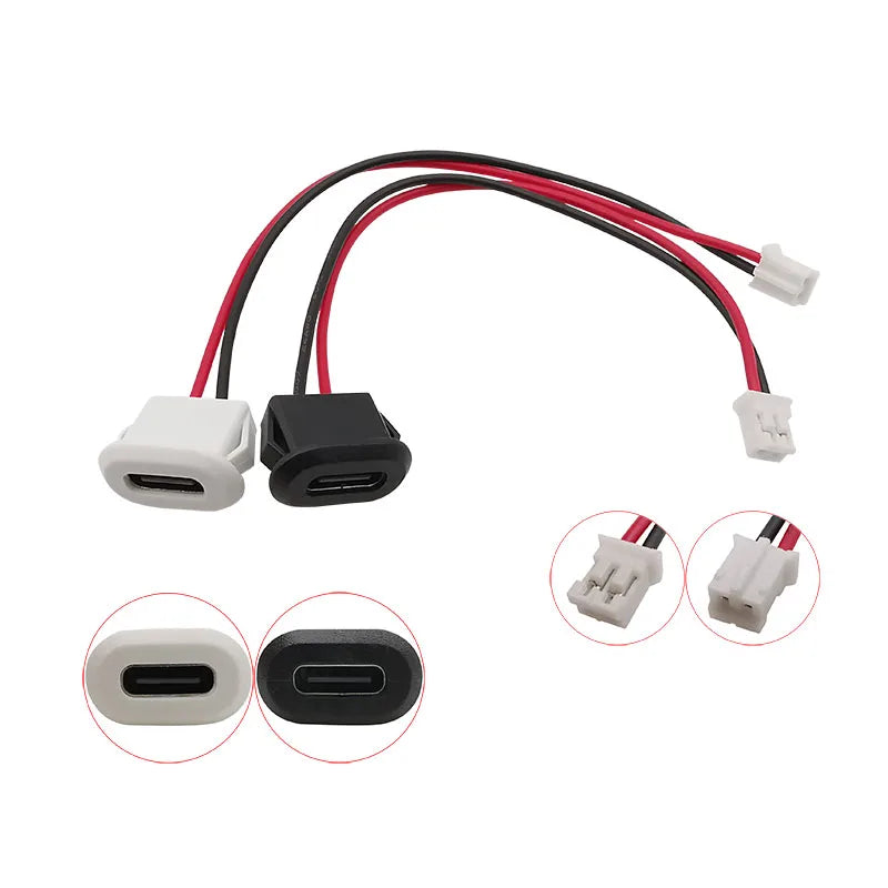 5Pcs USB Type-C Female to JST PH 2.0mm 2-Pin Wire Connectors Wire Cable Connector Richie's