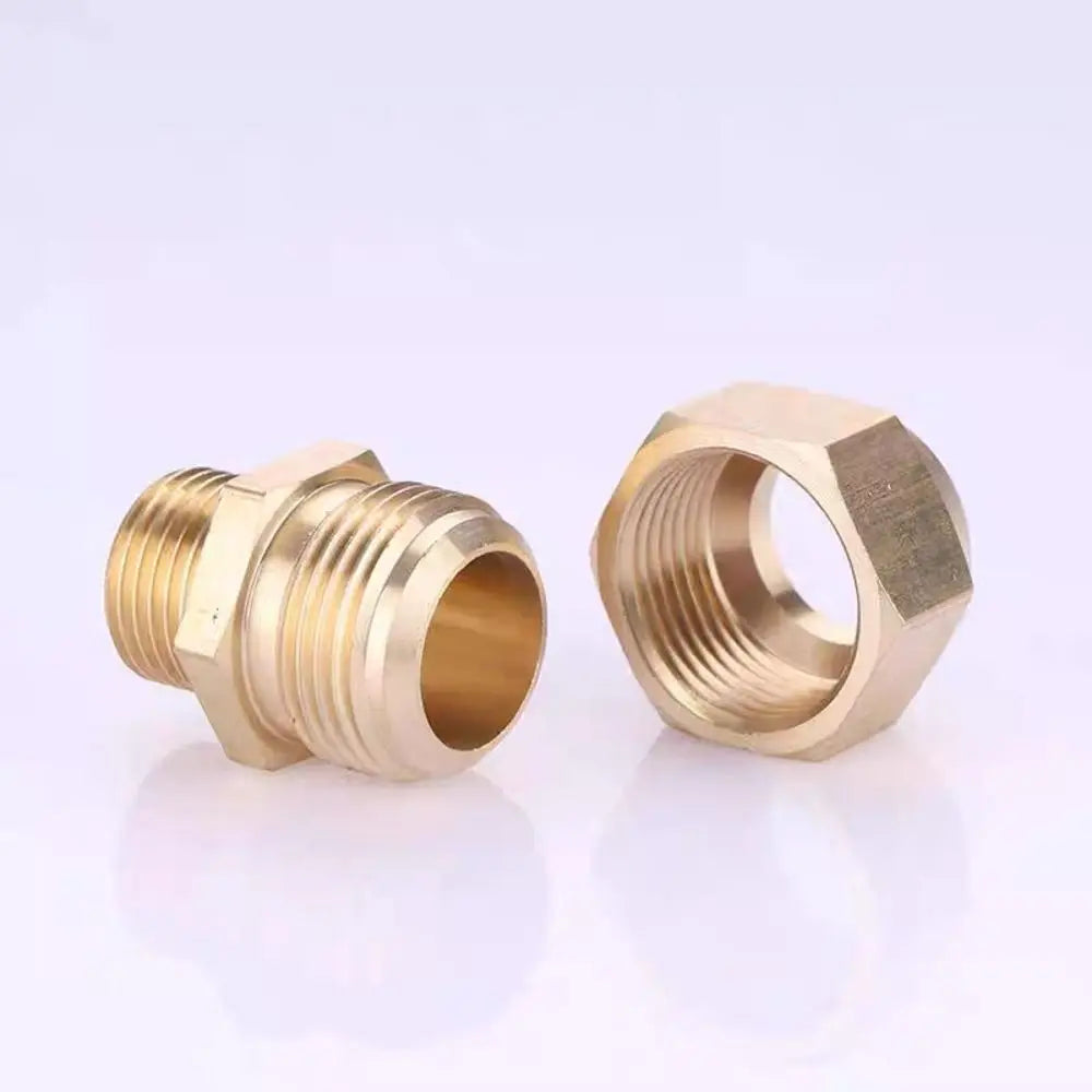 Brass Flare Adapter Hexagon Male Thread 1/4" 3/8" 1/2" Connector Brass Pipe Fitting Richie's
