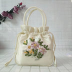 Women Embroidery Flower Cosmetic Bag – Ethnic Mini Purse & Pouch Cosmetic Pouch Richie's White