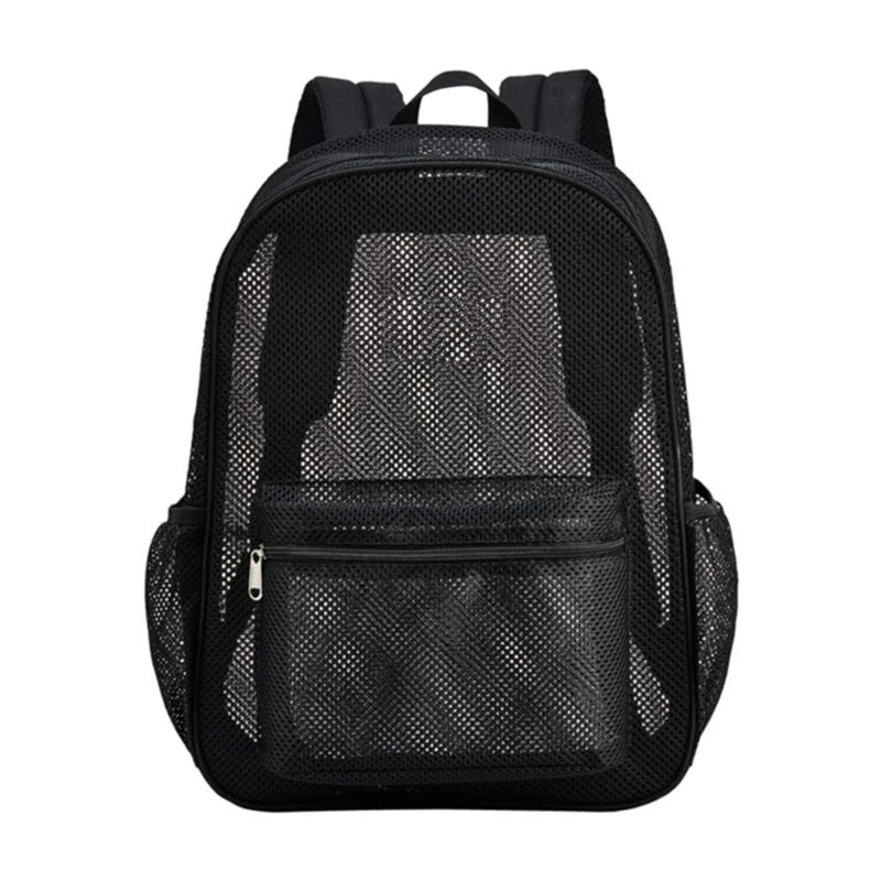 Women's Transparent Mesh Backpack – Lightweight Travel Student Bag Mesh Backpack Richie's black