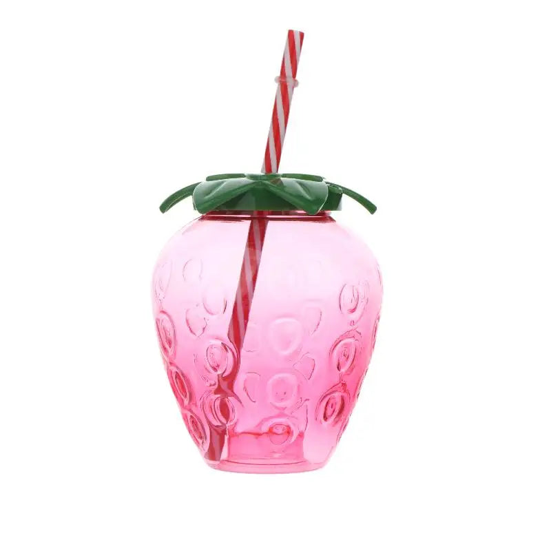 Strawberry Shaped Water Bottle with Straw – Cute Portable Cup Novelty Water Bottle Richie's Pink Strawberry