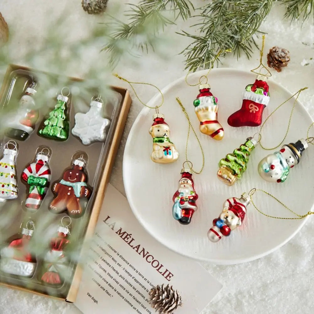 Hand-Painted Glass Christmas Ornaments Set 6/9 Pcs – Snowman Christmas Ornament Set Richie's