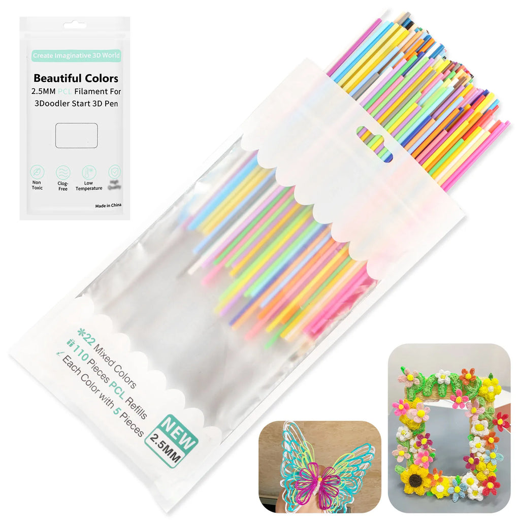 3D Pen PCL Filament Refills – 25/30/32 Colors, 2.5mm 3D Pen Filament Richie's 22mixed 110pcs 15cm