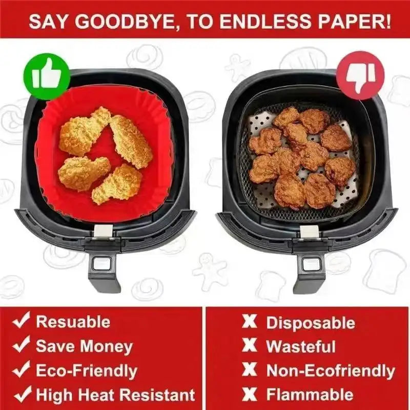 BPA-Free Silicone Air Fryer Liner Square Reusable Basket Mat 4–7 QT Air Fryer Liner Richie's