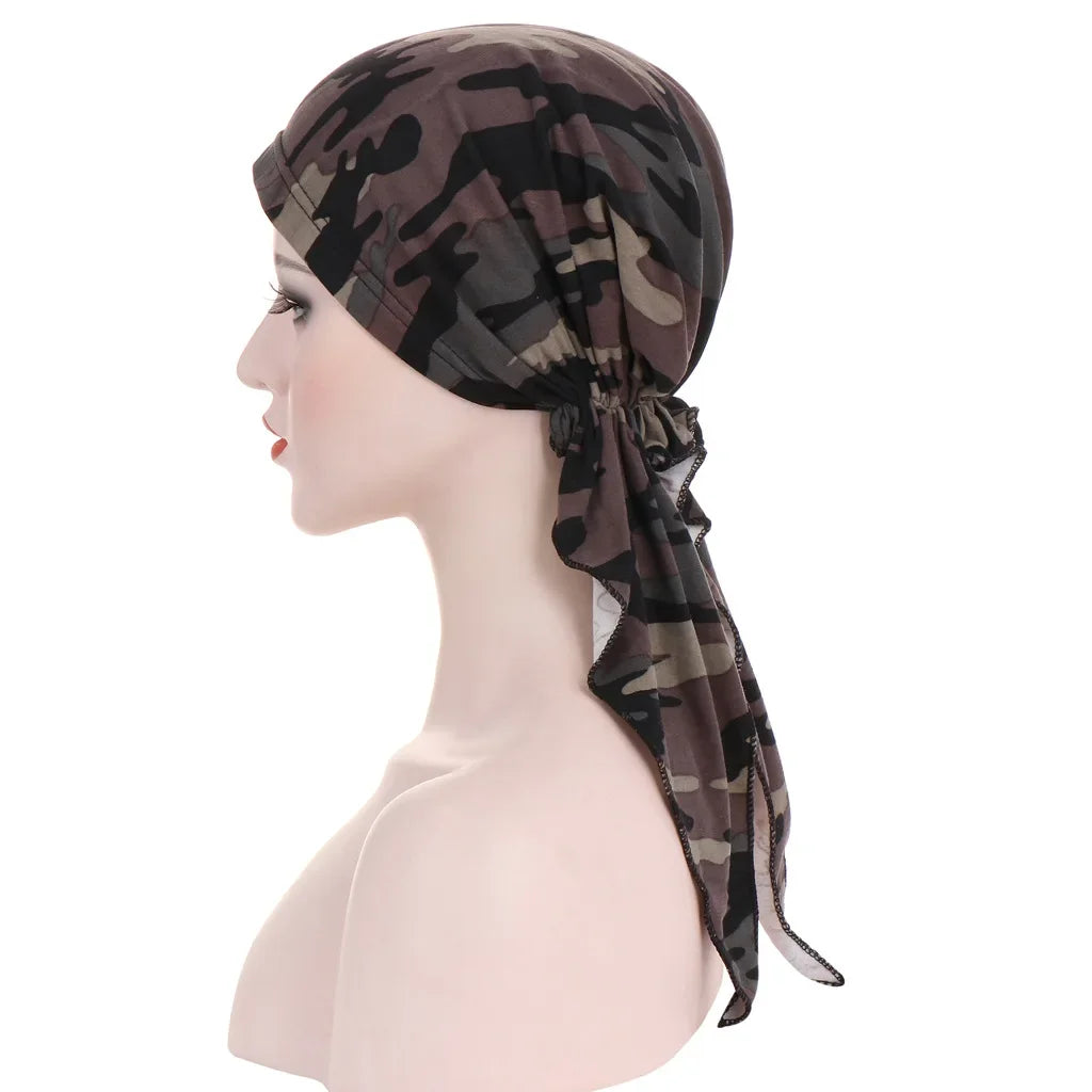 Women's Printed Pre-Tied Turban Cap Hijab Headscarf Bandana Turban Headscarf Cap Richie's