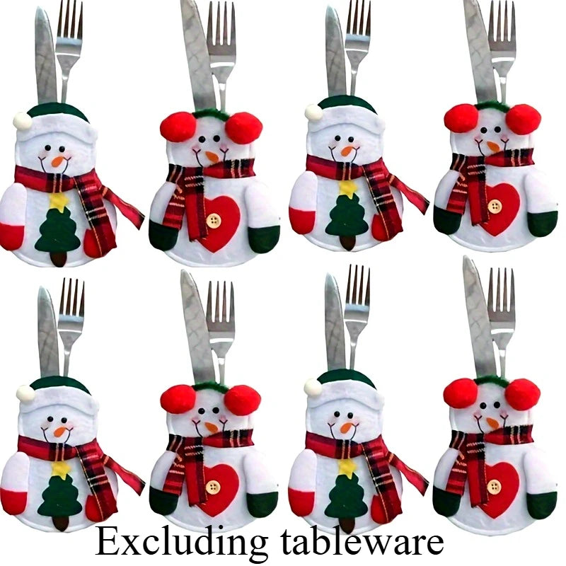 Christmas Cutlery Bags – Festive Silverware Holders & Table Decor Christmas Table Decor Richie's 8pcs-4Love 4Snowman 14x10cm