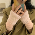 Women's Soft Warm Fingerless Winter Gloves – Elastic Fit, White Fingerless Winter Gloves Richie's pink 1 pair