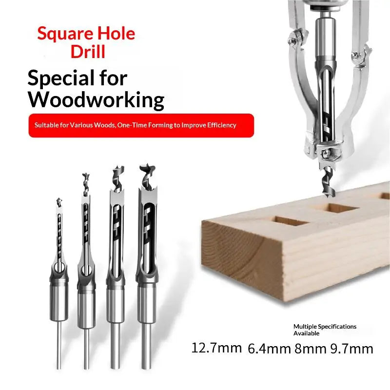 Square Hole Drill Bits Mortising Chisel Adapter 6.4–12.7mm Mortising Drill Bit Set Richie's