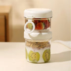 Overnight Oats Jars with Lids & Spoons | Double Seal Cup Food Storage Jar Richie's white 2