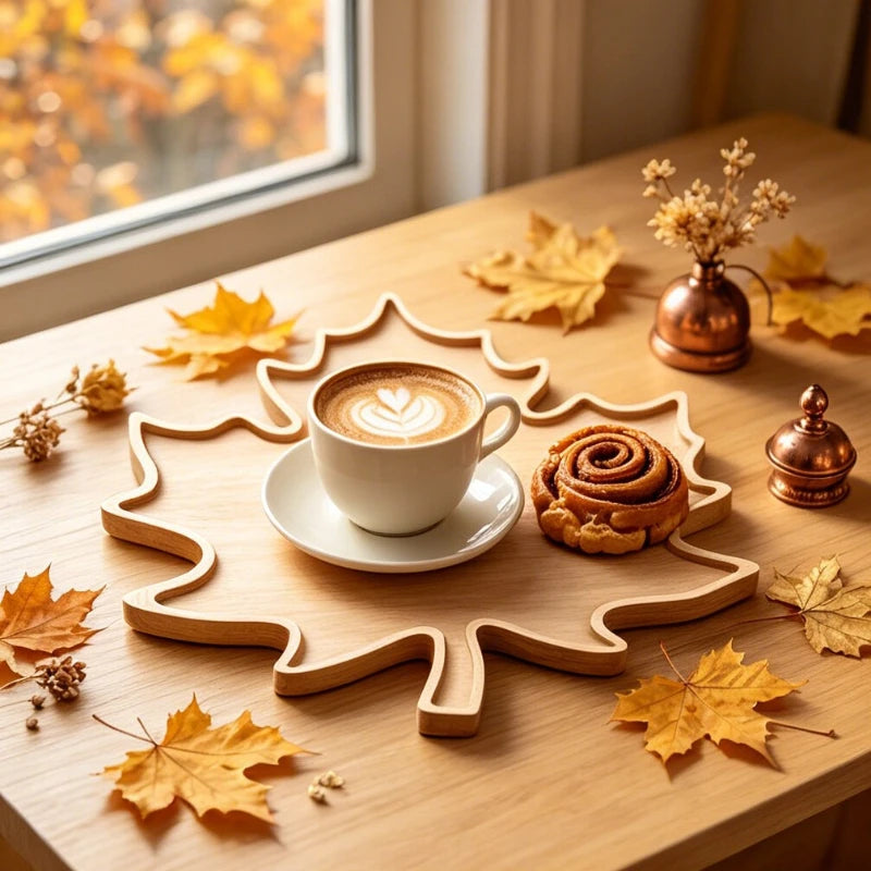 Maple Leaf Wood Serving Tray – Rustic Fall Decorative Platter Decorative Wood Tray Richie's