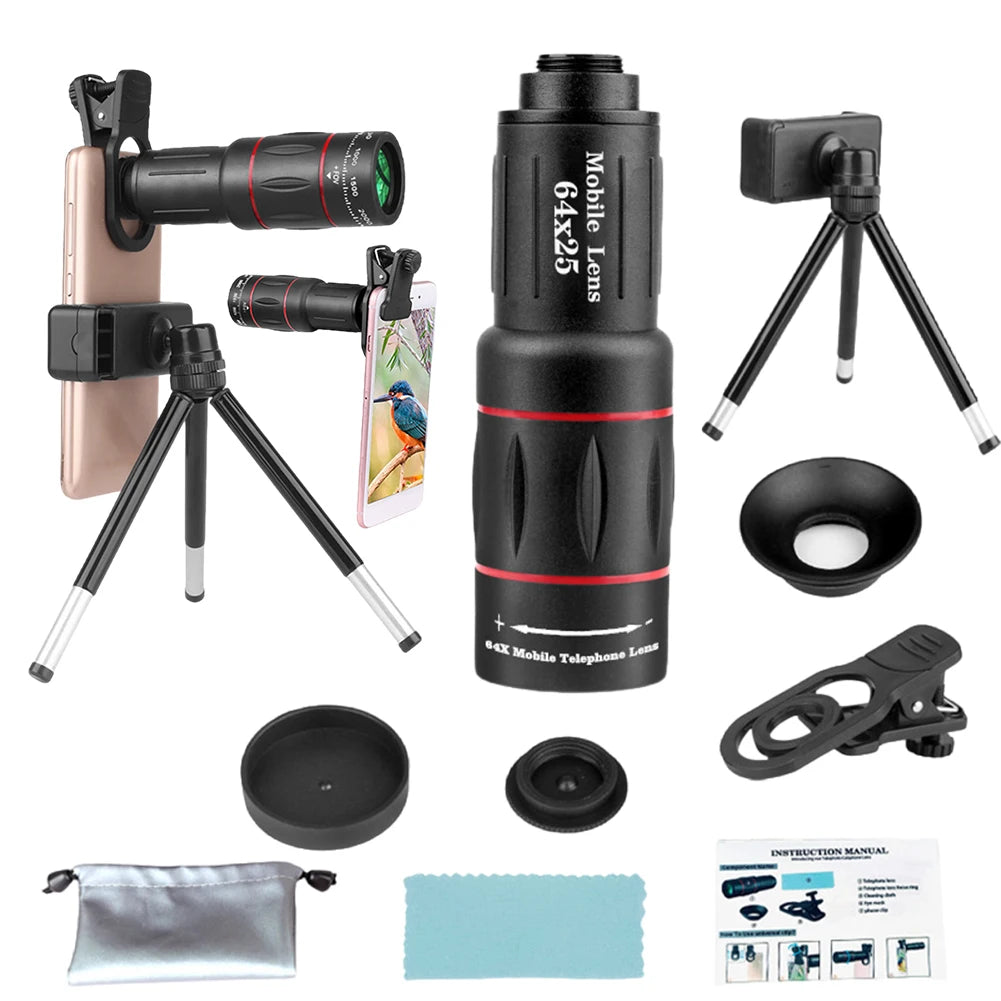 18X/36X/64X Clip-On Telephoto Zoom Lens for iPhone & Android Telephoto Phone Lens Richie's 64X