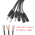 5Pcs 3.5mm AUX Male Female Extension Cable DIY Audio Repair Audio Extension Cable Richie's