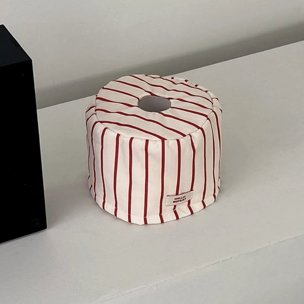 Vintage Stripe Cloth Tissue Box Cover – Desktop Organizer Tissue Box Cover Richie's red-S