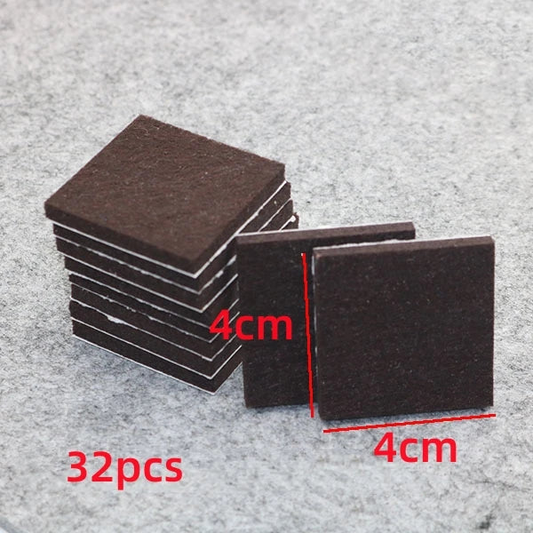 Felt Chair Leg Pads 5mm Self-Adhesive Floor Scratch Protectors Furniture Leg Pads Richie's Black Square 4cm32pc